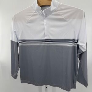 Antigua Golf Pullover Lightweight 1/4 Zip Long Sleeve Gray White XL